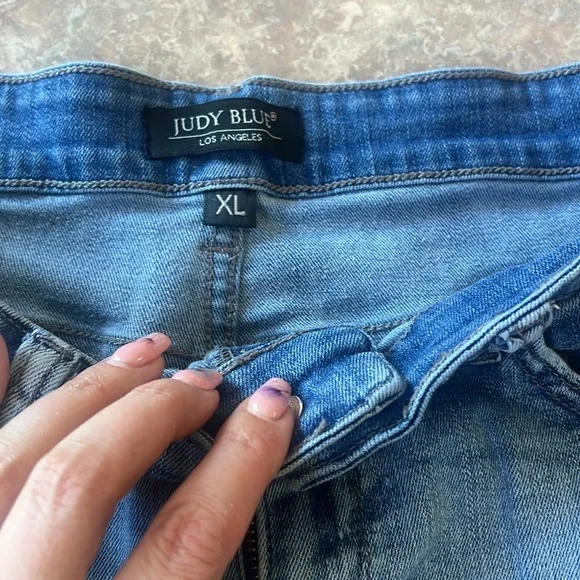 Judy Blue Women's Ripped Jean Shorts - Light Blue - Picture 2 of 5